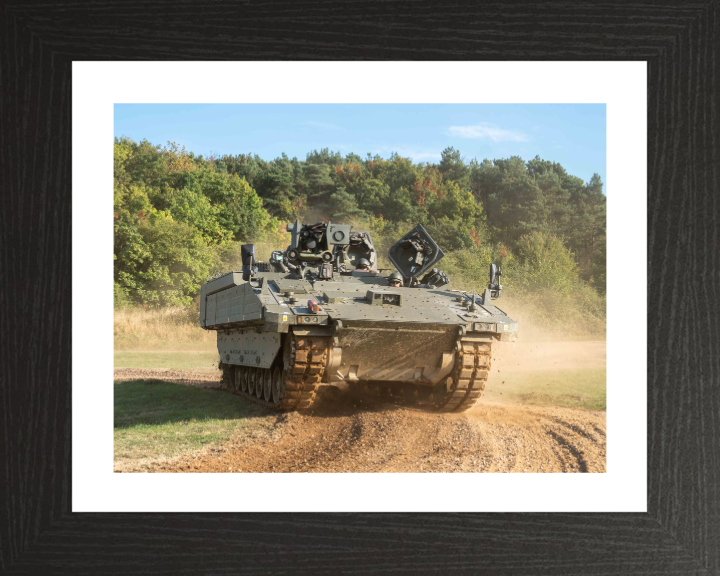 AJAX Armoured Fighting Vehicle at Speed 2024 British Army Vehicle Photo Print Wall Art Military Decor UK Posters, Prints, & Visual Artwork Hampshire Prints 10 x 8 Black Frame Yes