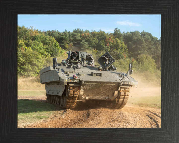 AJAX Armoured Fighting Vehicle at Speed 2024 British Army Vehicle Photo Print Wall Art Military Decor UK Posters, Prints, & Visual Artwork Hampshire Prints 10 x 8 Black Frame No
