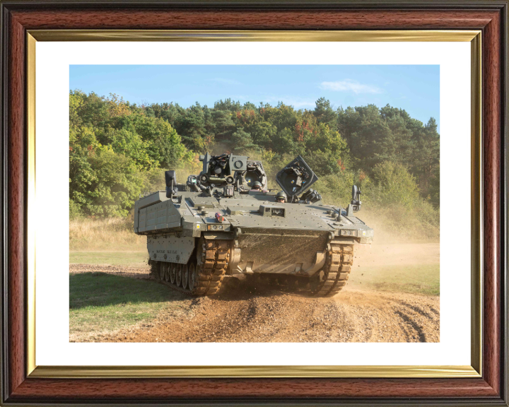AJAX Armoured Fighting Vehicle at Speed 2024 British Army Vehicle Photo Print Wall Art Military Decor UK Posters, Prints, & Visual Artwork Hampshire Prints 10 x 8 Classic Frame Yes