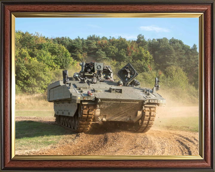 AJAX Armoured Fighting Vehicle at Speed 2024 British Army Vehicle Photo Print Wall Art Military Decor UK Posters, Prints, & Visual Artwork Hampshire Prints 10 x 8 Classic Frame No