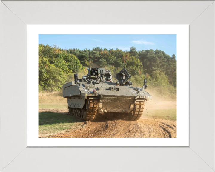 AJAX Armoured Fighting Vehicle at Speed 2024 British Army Vehicle Photo Print Wall Art Military Decor UK Posters, Prints, & Visual Artwork Hampshire Prints 10 x 8 White Frame Yes