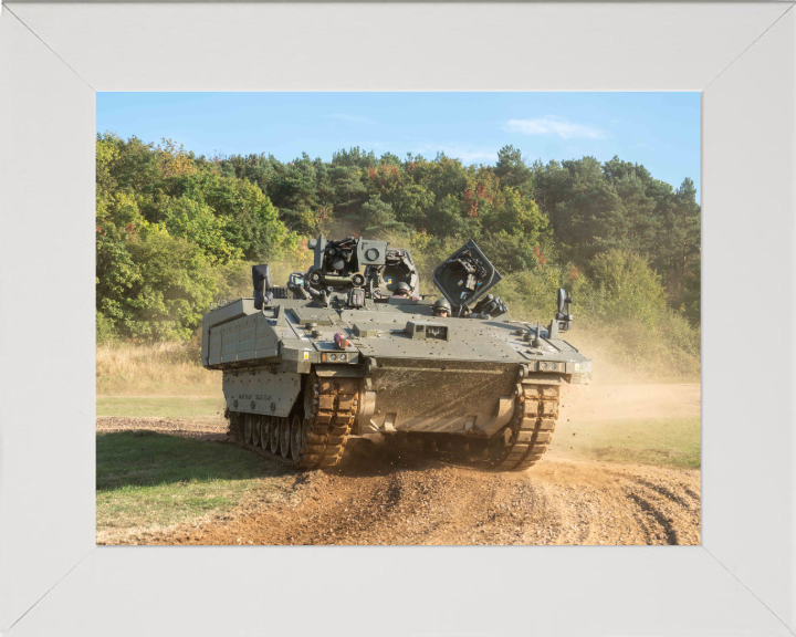 AJAX Armoured Fighting Vehicle at Speed 2024 British Army Vehicle Photo Print Wall Art Military Decor UK Posters, Prints, & Visual Artwork Hampshire Prints 10 x 8 White Frame No
