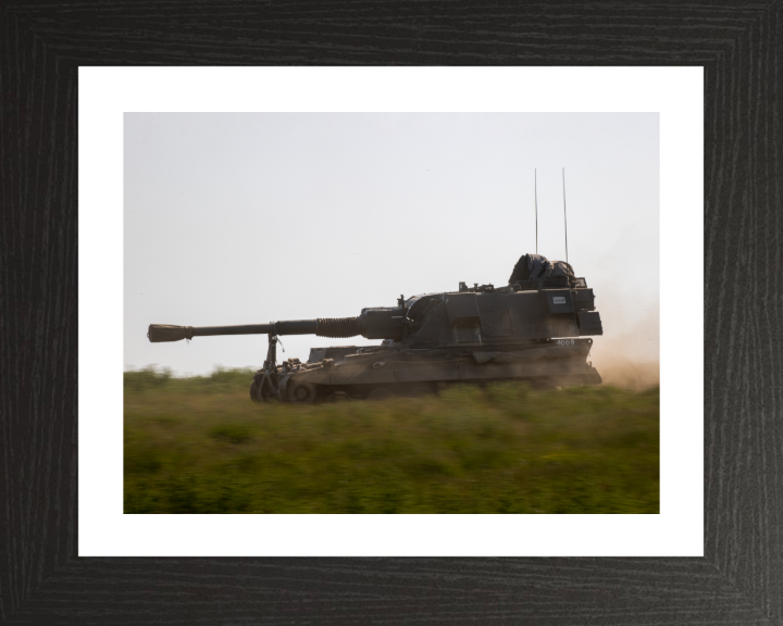 British Army AS90 Self Propelled Artillery Vehicle Photo Print Wall Art Military Decor Poster Posters, Prints, & Visual Artwork Hampshire Prints 10 x 8 Black Frame Yes