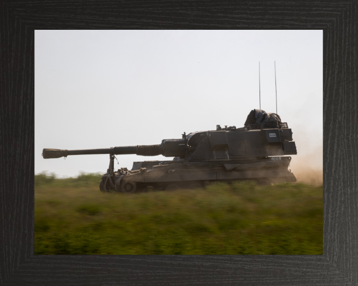 British Army AS90 Self Propelled Artillery Vehicle Photo Print Wall Art Military Decor Poster Posters, Prints, & Visual Artwork Hampshire Prints 10 x 8 Black Frame No