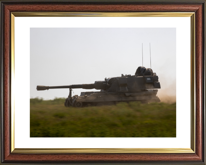 British Army AS90 Self Propelled Artillery Vehicle Photo Print Wall Art Military Decor Poster Posters, Prints, & Visual Artwork Hampshire Prints 10 x 8 Classic Frame Yes