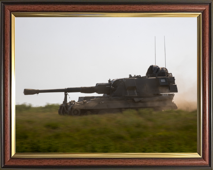 British Army AS90 Self Propelled Artillery Vehicle Photo Print Wall Art Military Decor Poster Posters, Prints, & Visual Artwork Hampshire Prints 10 x 8 Classic Frame No