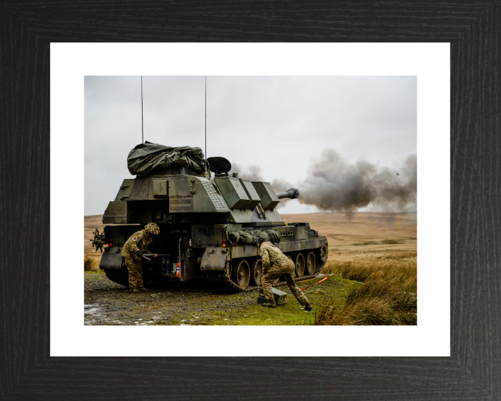 AS90 Self Propelled Artillery Vehicle firing British Army Vehicle Photo Print Wall Art Military Decor UK Posters, Prints, & Visual Artwork Hampshire Prints 10 x 8 Black Frame Yes