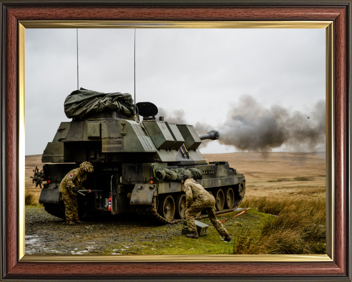 AS90 Self Propelled Artillery Vehicle firing British Army Vehicle Photo Print Wall Art Military Decor UK Posters, Prints, & Visual Artwork Hampshire Prints 10 x 8 Classic Frame No
