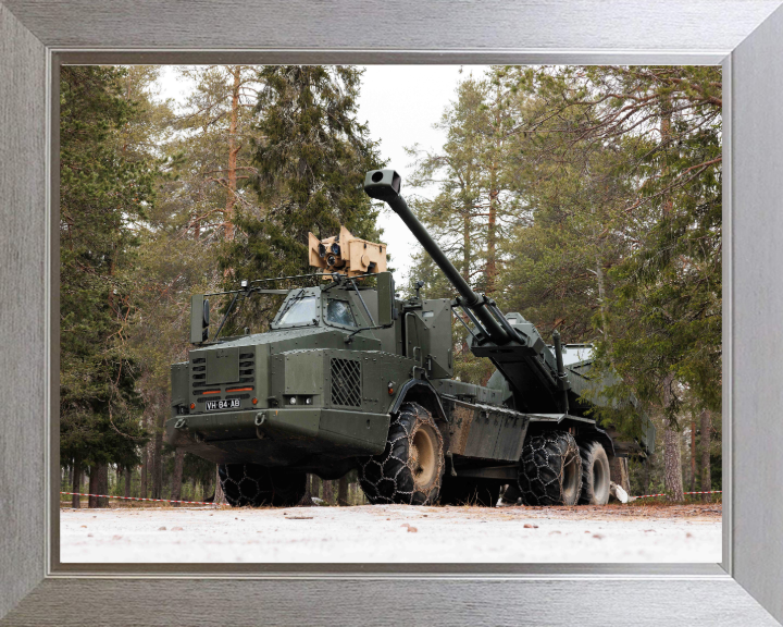 Archer artillery 155mm gun British Army Vehicle Photo Print Wall Art Military Decor UK Posters, Prints, & Visual Artwork Hampshire Prints 10 x 8 Silver Frame No