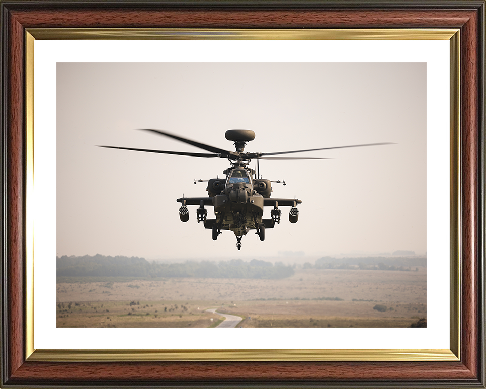 Army AH-64E Apache Helicopter Photo Print - British Army Posters, Prints, & Visual Artwork Hampshire Prints 10 x 8 Classic Frame Yes