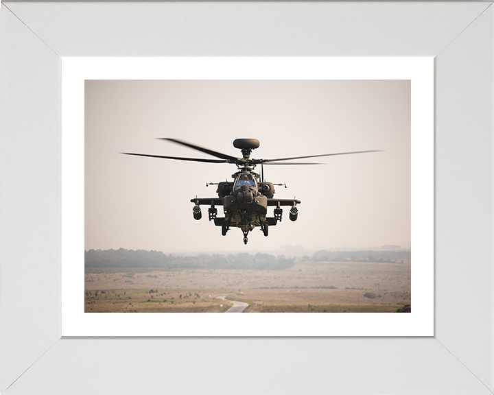 Army AH-64E Apache Helicopter Photo Print - British Army Posters, Prints, & Visual Artwork Hampshire Prints 10 x 8 White Frame Yes