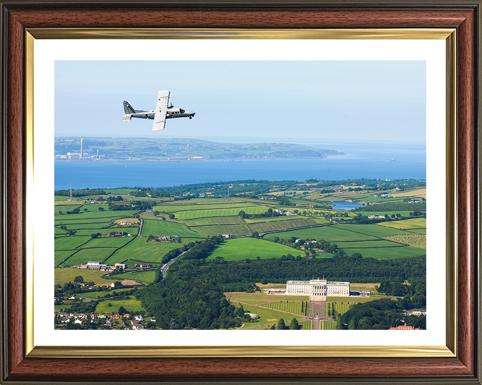 Army Air Corps BN-2T-4S Defender 4000 in flight Photo Print - British Army Posters, Prints, & Visual Artwork Hampshire Prints 10 x 8 Classic Frame Yes
