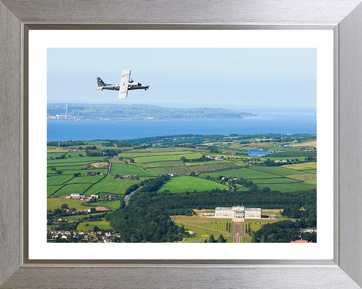 Army Air Corps BN-2T-4S Defender 4000 in flight Photo Print - British Army Posters, Prints, & Visual Artwork Hampshire Prints 10 x 8 Silver Frame Yes