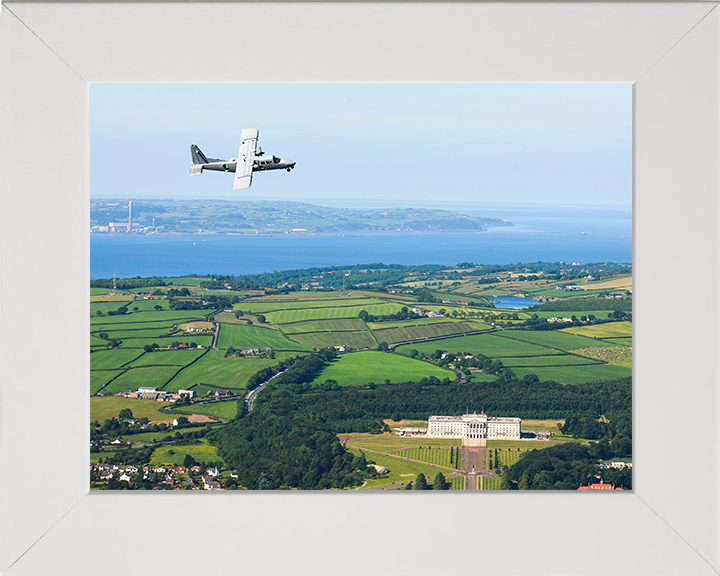 Army Air Corps BN-2T-4S Defender 4000 in flight Photo Print - British Army Posters, Prints, & Visual Artwork Hampshire Prints 10 x 8 White Frame No