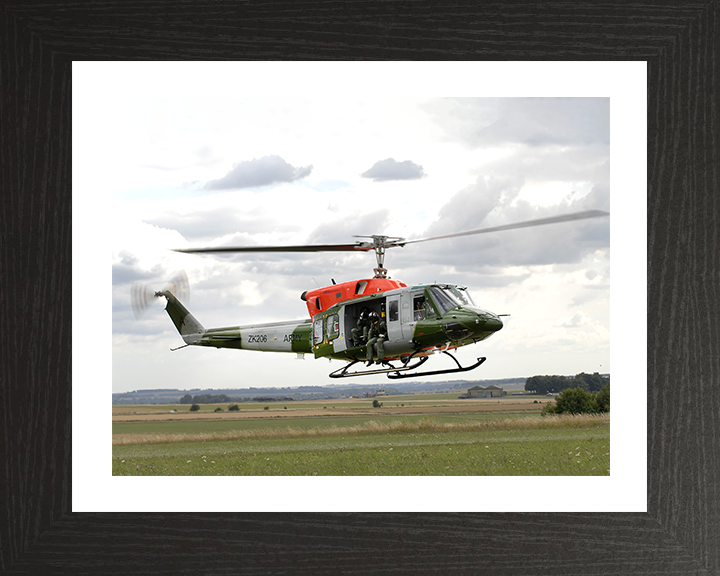 Army Air Corps Bell 212 Helicopter taking off Photo Print - British Army Posters, Prints, & Visual Artwork Hampshire Prints 10 x 8 Black Frame Yes