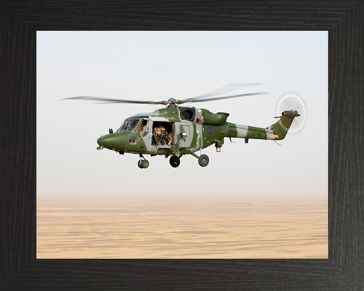 Army Air Corps Lynx 9A Helicopter in Flight Photo Print - British Army Posters, Prints, & Visual Artwork Hampshire Prints 10 x 8 Black Frame No