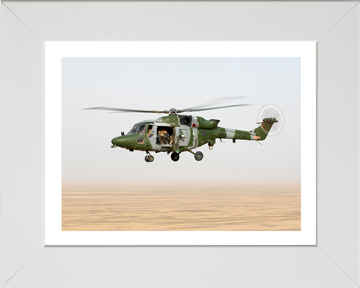 Army Air Corps Lynx 9A Helicopter in Flight Photo Print - British Army Posters, Prints, & Visual Artwork Hampshire Prints 10 x 8 White Frame Yes