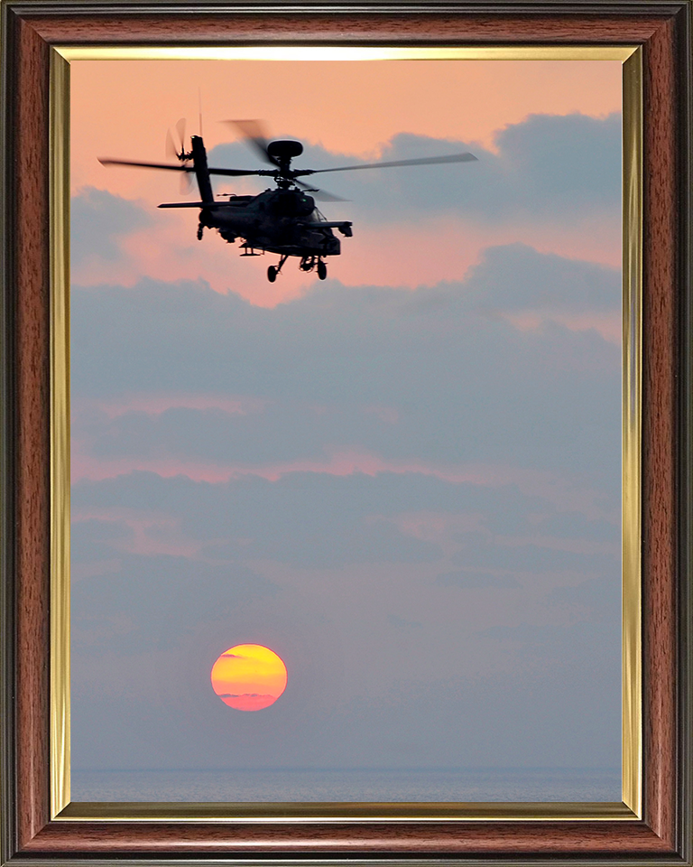 Army Apache Helicopter Silhouette Photo Print - British Army Posters, Prints, & Visual Artwork Hampshire Prints 10 x 8 Classic Frame No