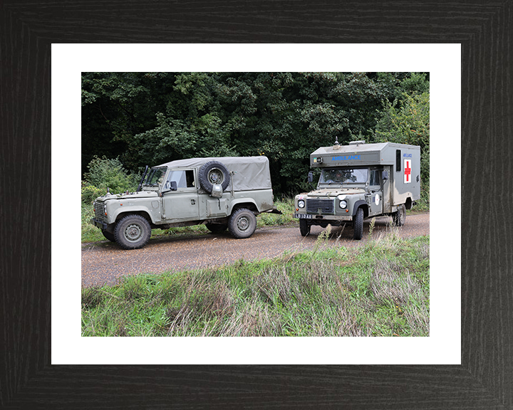 British Army Army Land Rover Pulse and Battlefield Ambulance Photo Print Wall Art Military Vehicle Decor Posters, Prints, & Visual Artwork Hampshire Prints 10 x 8 Black Frame Yes