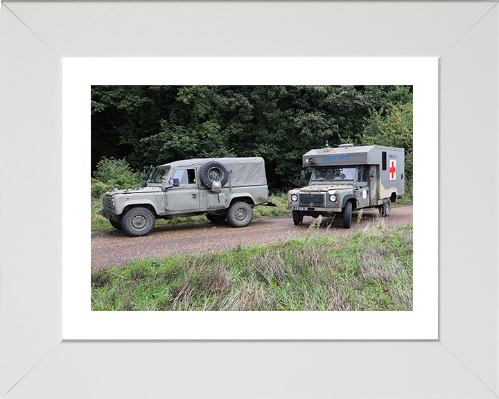 British Army Army Land Rover Pulse and Battlefield Ambulance Photo Print Wall Art Military Vehicle Decor Posters, Prints, & Visual Artwork Hampshire Prints 10 x 8 White Frame Yes