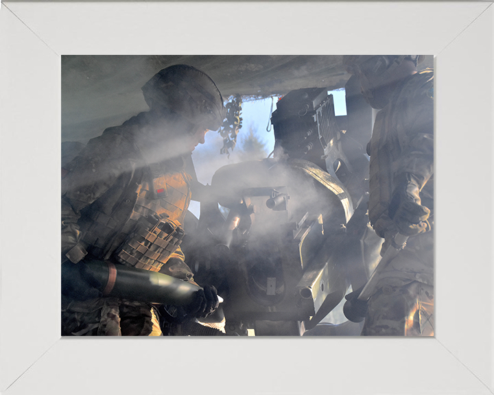 Artillery Soldiers Portrait Photo Print – British Army Wall Art, Military Decor Posters, Prints, & Visual Artwork Hampshire Prints 10 x 8 White Frame No