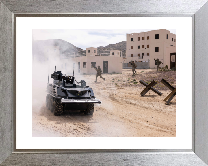 Autonomous Robotic Platoon Vehicle British Army Vehicle Photo Print Wall Art Military Decor UK Posters, Prints, & Visual Artwork Hampshire Prints 10 x 8 Silver Frame Yes