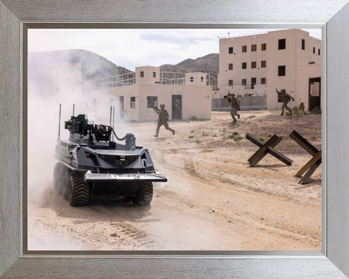 Autonomous Robotic Platoon Vehicle British Army Vehicle Photo Print Wall Art Military Decor UK Posters, Prints, & Visual Artwork Hampshire Prints 10 x 8 Silver Frame No