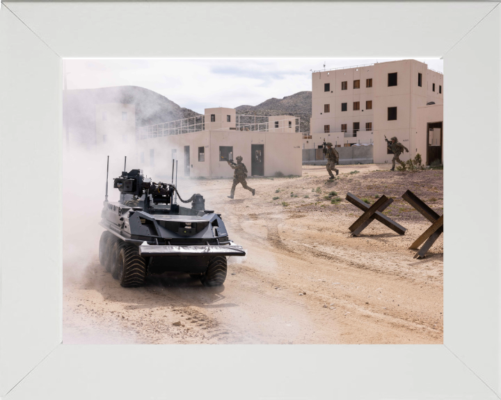 Autonomous Robotic Platoon Vehicle British Army Vehicle Photo Print Wall Art Military Decor UK Posters, Prints, & Visual Artwork Hampshire Prints 10 x 8 White Frame No