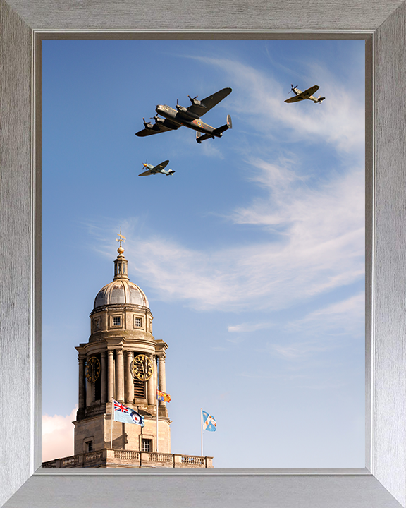 Battle of Britain Memorial Flight RAF Cranwell Flyover Photo Print Royal Air Force Wall Art Aviation Decor Posters, Prints, & Visual Artwork Hampshire Prints 10 x 8 Silver Frame No