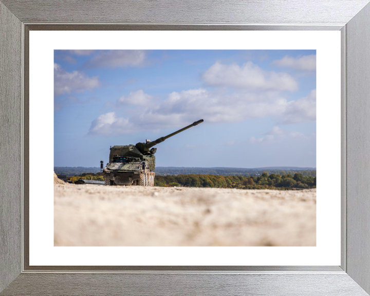 British Army Boxer RCH 155 artillery variant Photo Print Wall Art Military Vehicle Decor Poster Posters, Prints, & Visual Artwork Hampshire Prints 10 x 8 Silver Frame Yes
