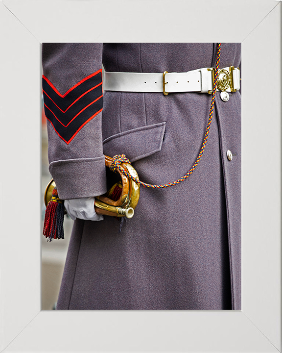 A British Army Bugler from the Welsh Guards Photo Print - British Army Posters, Prints, & Visual Artwork Hampshire Prints 10 x 8 White Frame No