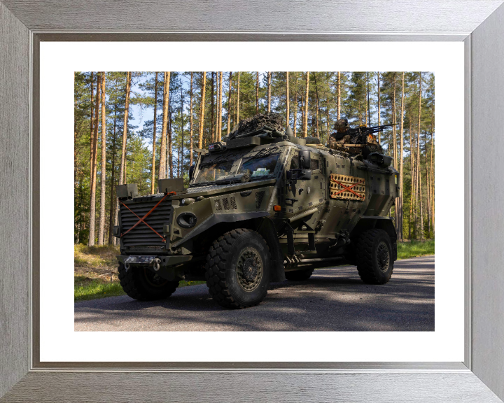 British Army Foxhound vehicle 2023 Photo Print Wall Art Military Decor Poster Posters, Prints, & Visual Artwork Hampshire Prints 10 x 8 Silver Frame Yes