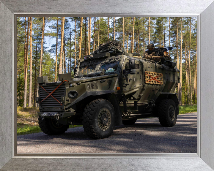 British Army Foxhound vehicle 2023 Photo Print Wall Art Military Decor Poster Posters, Prints, & Visual Artwork Hampshire Prints 10 x 8 Silver Frame No