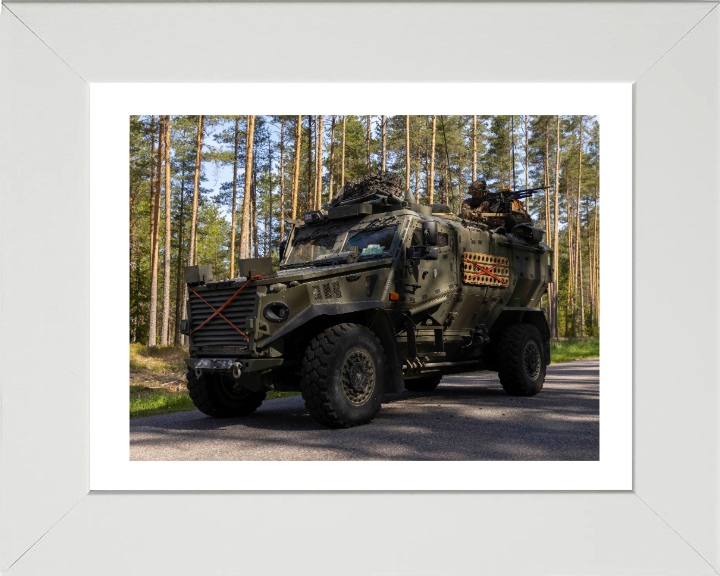 British Army Foxhound vehicle 2023 Photo Print Wall Art Military Decor Poster Posters, Prints, & Visual Artwork Hampshire Prints 10 x 8 White Frame Yes