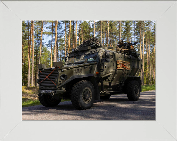 British Army Foxhound vehicle 2023 Photo Print Wall Art Military Decor Poster Posters, Prints, & Visual Artwork Hampshire Prints 10 x 8 White Frame No