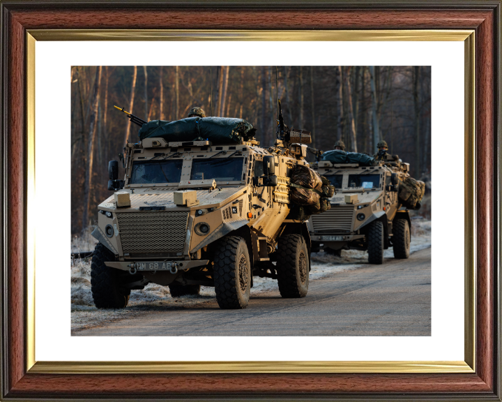 British Army Foxhound vehicles Photo Print Wall Art Military Decor Posters Posters, Prints, & Visual Artwork Hampshire Prints 10 x 8 Classic Frame Yes