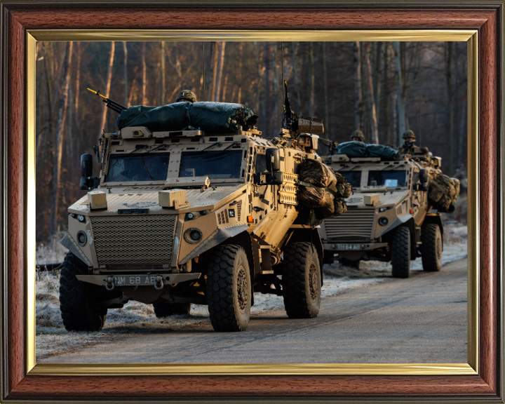 British Army Foxhound vehicles Photo Print Wall Art Military Decor Posters Posters, Prints, & Visual Artwork Hampshire Prints 10 x 8 Classic Frame No