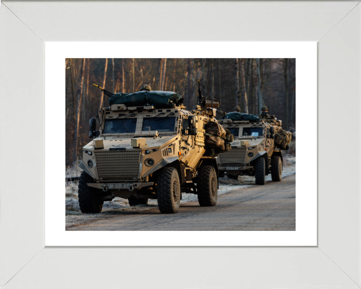 British Army Foxhound vehicles Photo Print Wall Art Military Decor Posters Posters, Prints, & Visual Artwork Hampshire Prints 10 x 8 White Frame Yes