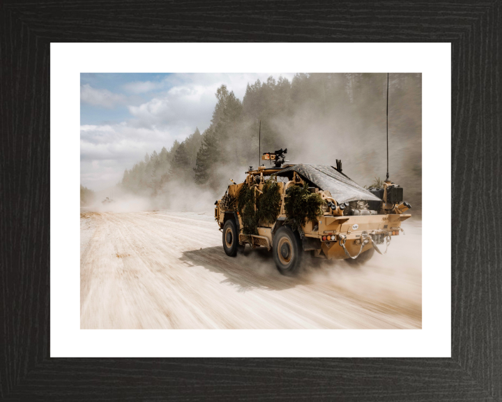 British Army Jackal 2 reconnaissance Vehicle Photo Print Wall Art Military Decor Poster Posters, Prints, & Visual Artwork Hampshire Prints 10 x 8 Black Frame Yes