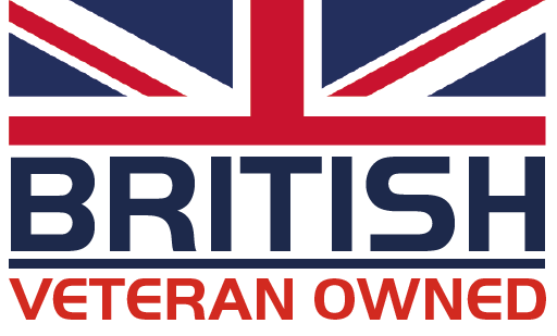 Union Jack flag with 'British Veteran Owned' text