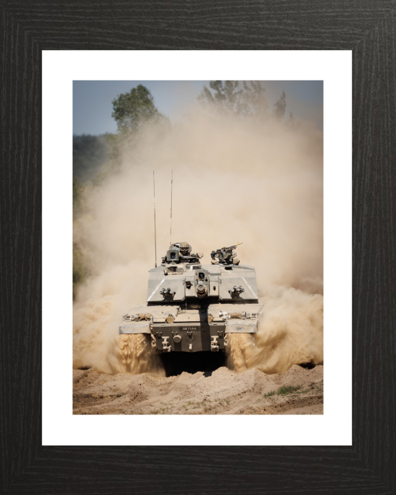 Challenger 2 Main Battle Tank Portrait 2024 British Army Vehicle Photo Print Wall Art Military Decor UK Posters, Prints, & Visual Artwork Hampshire Prints 10 x 8 Black Frame Yes
