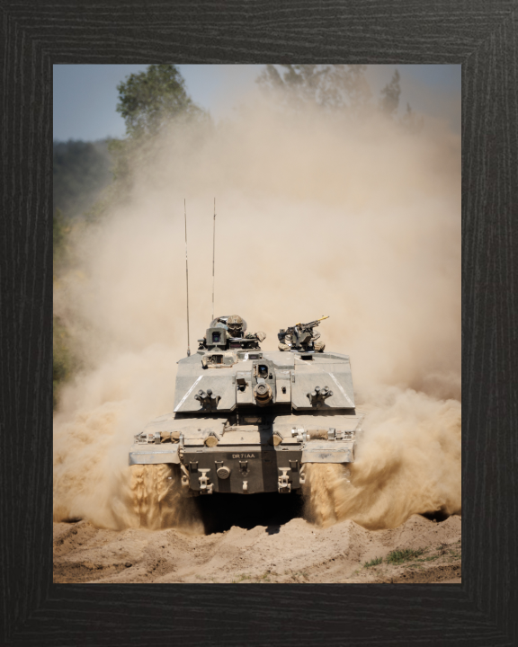 Challenger 2 Main Battle Tank Portrait 2024 British Army Vehicle Photo Print Wall Art Military Decor UK Posters, Prints, & Visual Artwork Hampshire Prints 10 x 8 Black Frame No