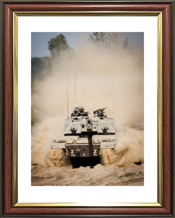Challenger 2 Main Battle Tank Portrait 2024 British Army Vehicle Photo Print Wall Art Military Decor UK Posters, Prints, & Visual Artwork Hampshire Prints 10 x 8 Classic Frame Yes