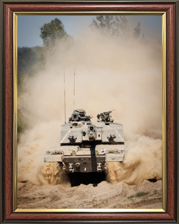 Challenger 2 Main Battle Tank Portrait 2024 British Army Vehicle Photo Print Wall Art Military Decor UK Posters, Prints, & Visual Artwork Hampshire Prints 10 x 8 Classic Frame No