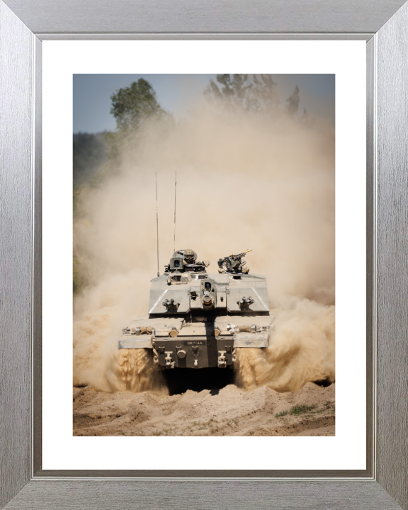 Challenger 2 Main Battle Tank Portrait 2024 British Army Vehicle Photo Print Wall Art Military Decor UK Posters, Prints, & Visual Artwork Hampshire Prints 10 x 8 Silver Frame Yes
