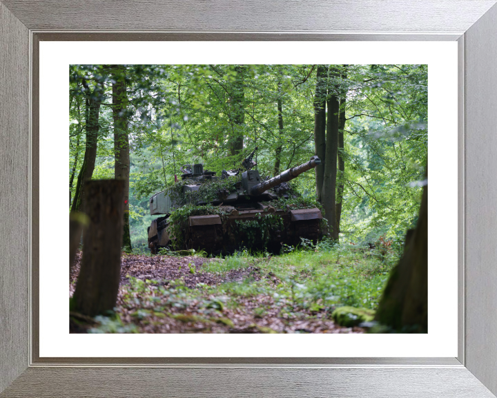British Army Challenger 2 Main Battle Tank Photo Print Wall Art Military Vehicle Decor UK Posters, Prints, & Visual Artwork Hampshire Prints 10 x 8 Silver Frame Yes