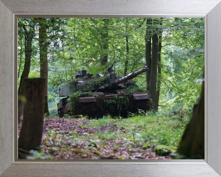 British Army Challenger 2 Main Battle Tank Photo Print Wall Art Military Vehicle Decor UK Posters, Prints, & Visual Artwork Hampshire Prints 10 x 8 Silver Frame No