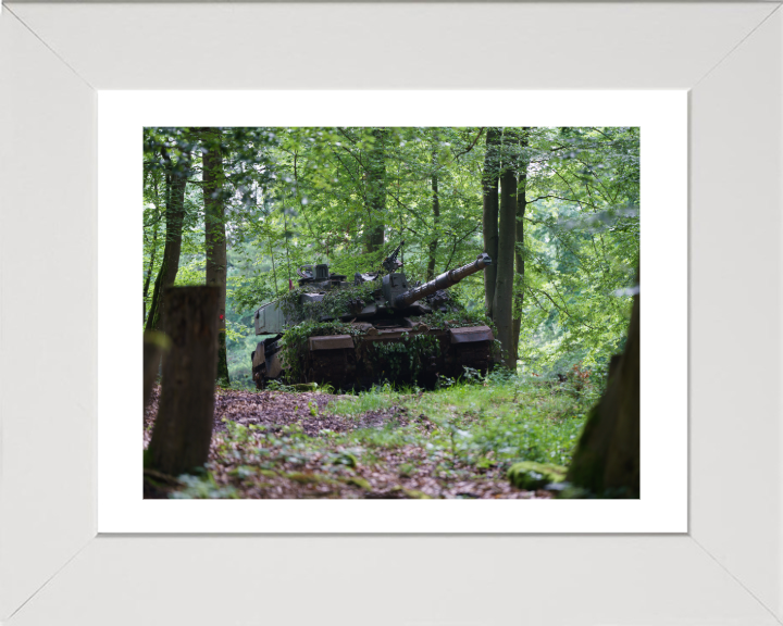 British Army Challenger 2 Main Battle Tank Photo Print Wall Art Military Vehicle Decor UK Posters, Prints, & Visual Artwork Hampshire Prints 10 x 8 White Frame Yes