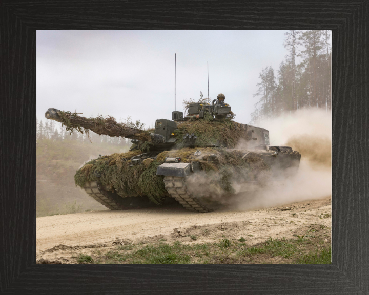 Challenger 2 Main Battle Tank at speed 2023 Photo Print - British Army Vehicle Posters, Prints, & Visual Artwork Hampshire Prints 10 x 8 Black Frame No