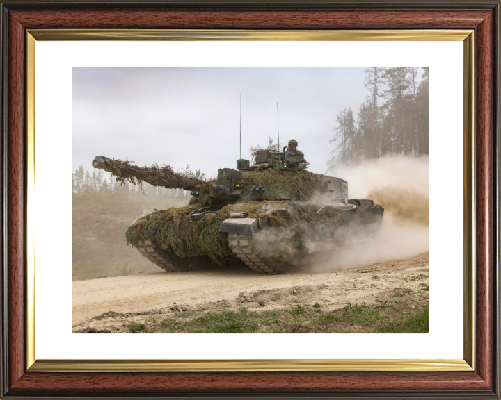 Challenger 2 Main Battle Tank at speed 2023 Photo Print - British Army Vehicle Posters, Prints, & Visual Artwork Hampshire Prints 10 x 8 Classic Frame Yes